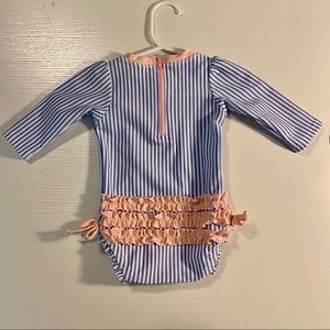 RuffleButts Seersucker Baby Swimsuit 3-6 Months